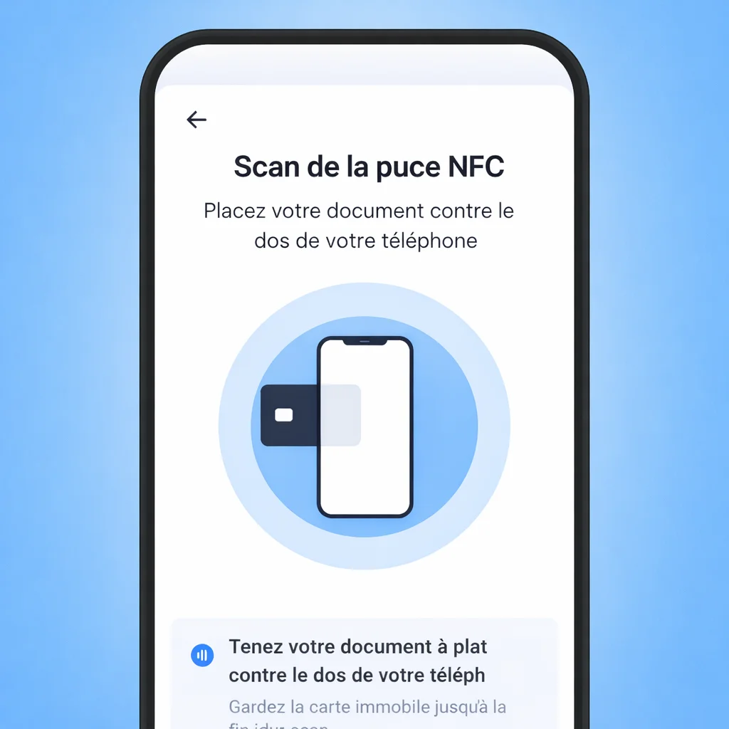NFC chip scan interface on a smartphone